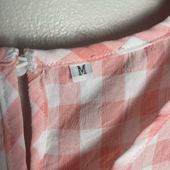 Pink Checkered Ruffle Sleeve Top - Picture 5 of 6